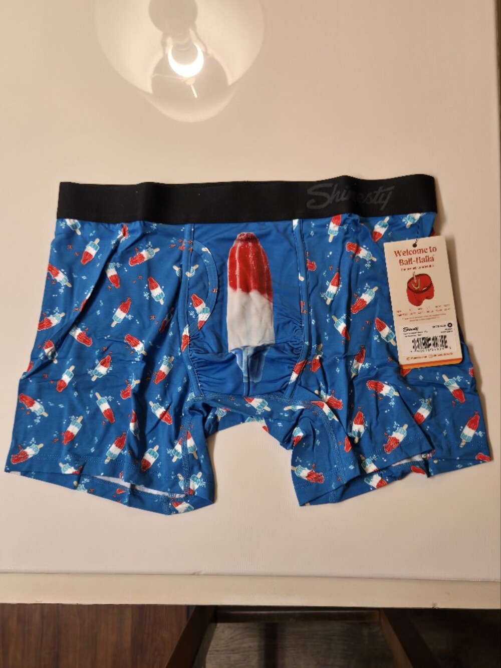 Blue Men's Boxer Briefs - Red & White Popsicle Print